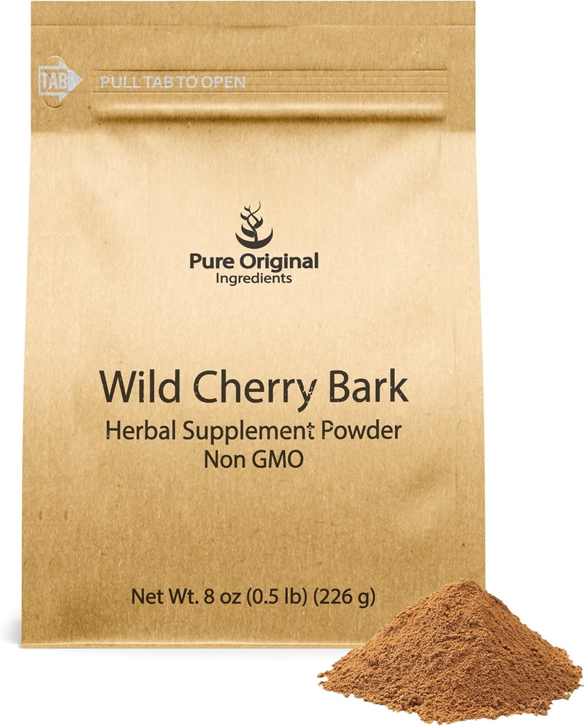 PURKIN ALKUPERÄISET AINEET Wild Cherry Bark (8 oz) Ei muuntogeenisiä organismeja, ei täyteaineita tai lisäaineita