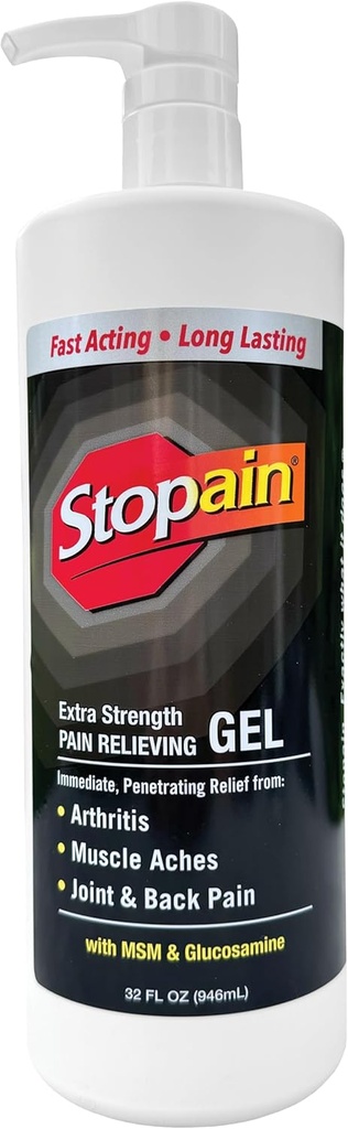 Stepain Pain Relief Gel 32oz, USA Made, Max Strength Fast Acting with Mentol, MSM, Glukosamiini Joint Pain, Selkäkipu, Niveltulehdus, Polvi, Neck Pain, HSA FSA Hyväksytty OTC Topical Analgesic Tuote