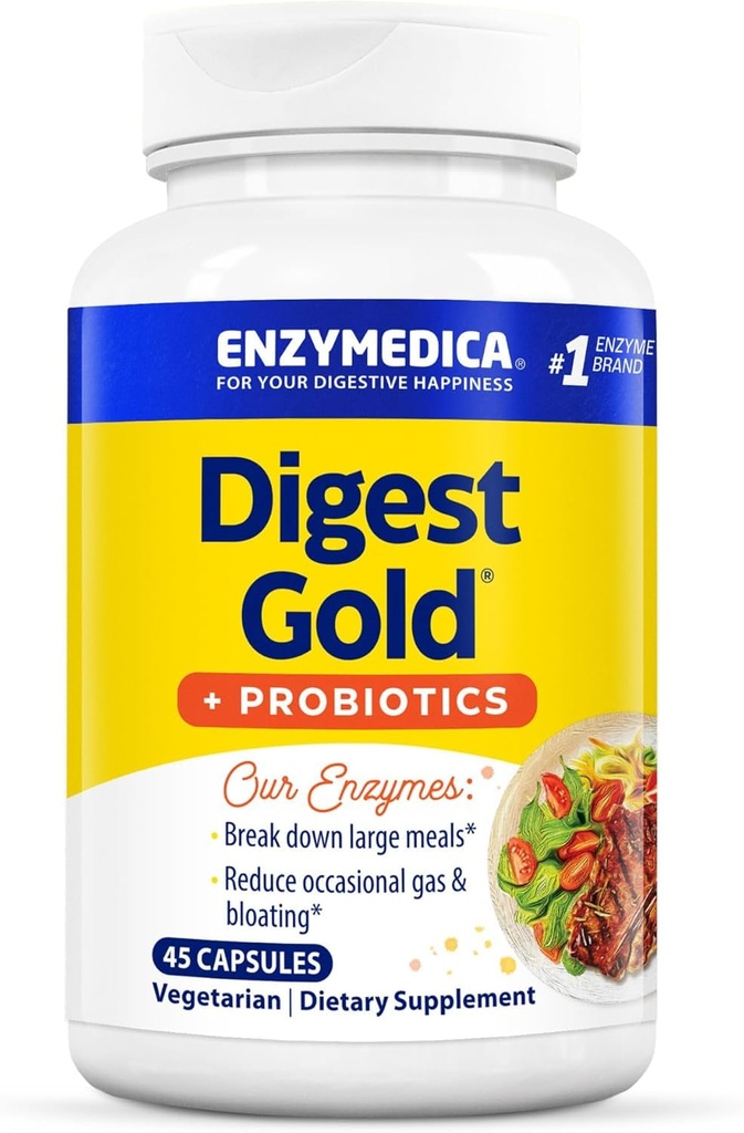 Enzymedica Digest Gold + Probiootit, 2-in-1 Formula Gut Health, Dgestive Enzymes & 1 miljardia Aktiivinen Probiootti Kulttuurit, 45