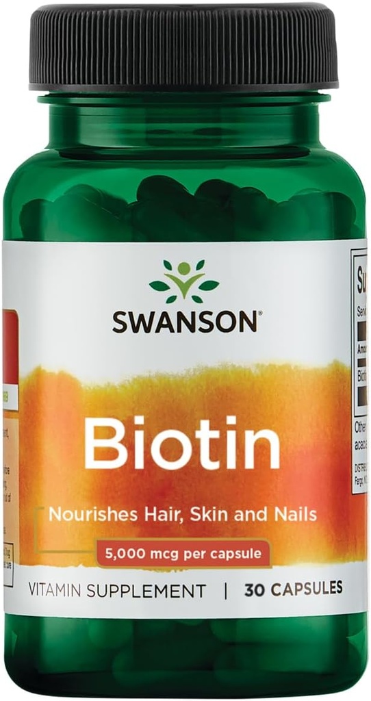 Swanson Biotin B7-vitamiini 5000 mikrog 30 kapselia