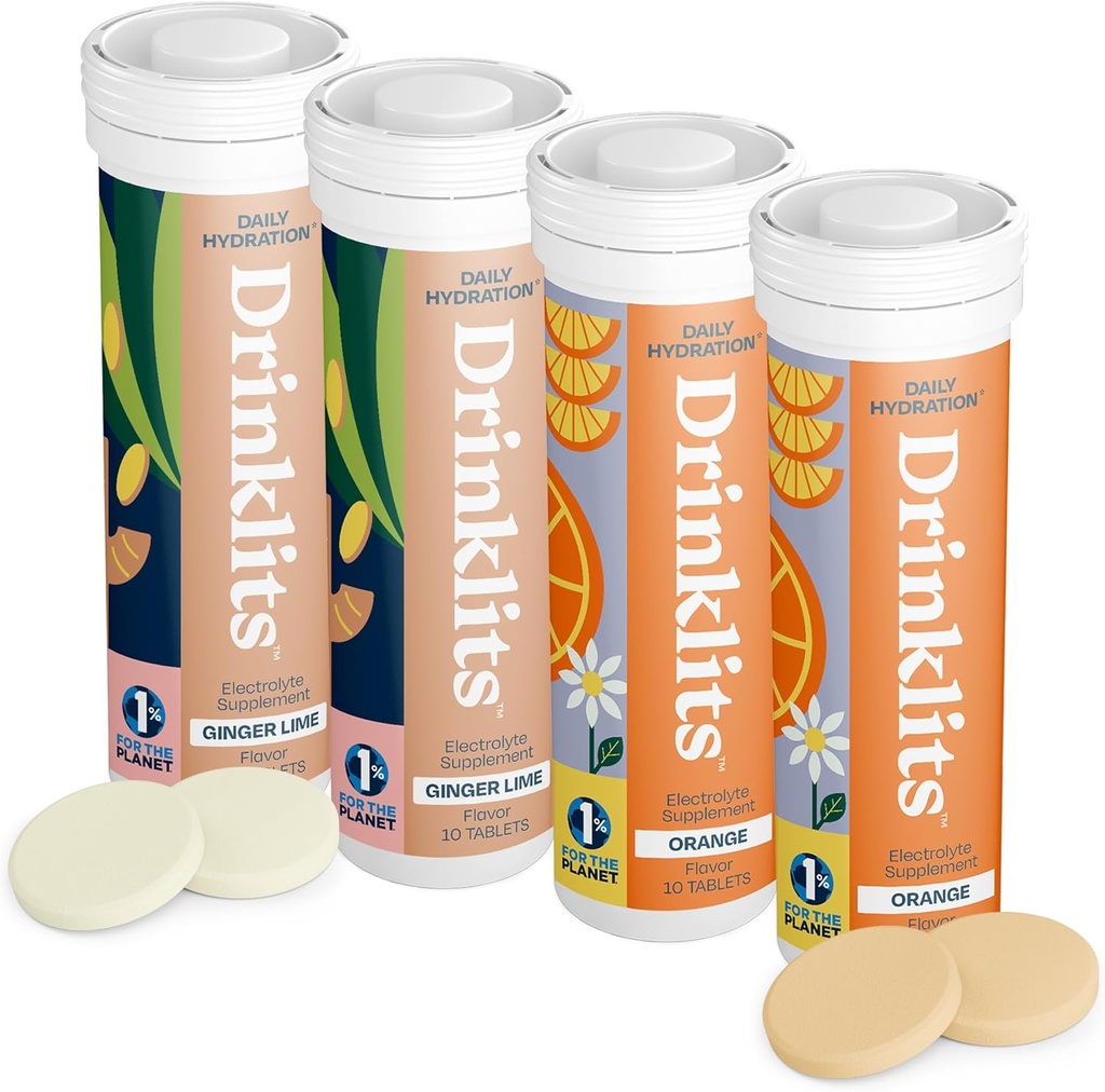 Drinklits Ginger-Lime & Orange Electrolyte Tabletit (4) Tube Bundle ... Päivittäinen nesteytys Combo Pack...