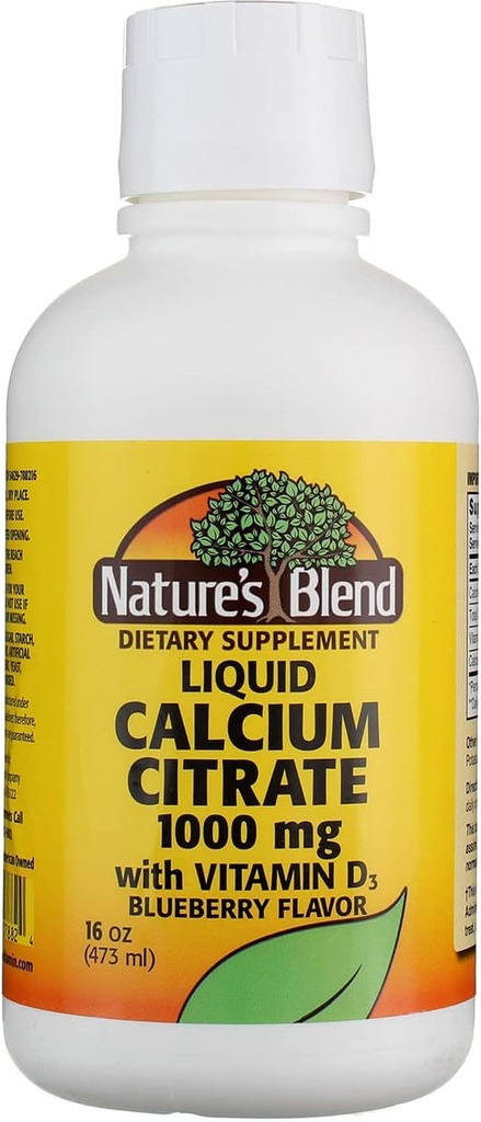 Naturens Blend Calcium Citrate med D3 Blueberry Flavored Liquid 16 oz Varje (Pack of 5)