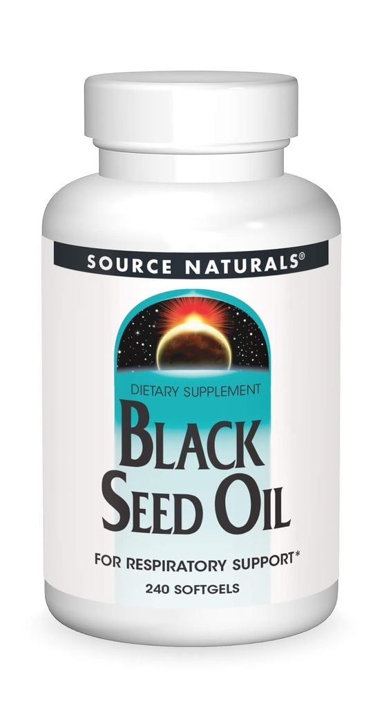 Källa Naturals Black Cumin Seed Oil för andningsstöd - 240 Softgels