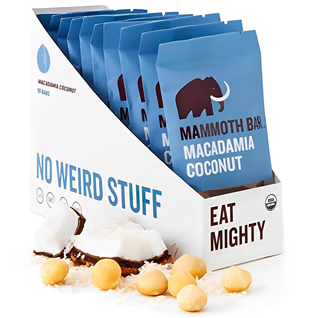 Mammoth Bar Macadamia Coconut Bar - 10 Organic Protein Bars ...