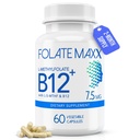 L-Metyylifolaatti + B12 Methylcobalamiini Blend 7,5 mg - 60 kapselia - Aktiivinen Foolihappo & Methylated B12-5-MTHF & B12 täydennysosa miehille ja naisille - Ei muuntogeenisiä organismeja, gluteeniton, ei täyteaineita