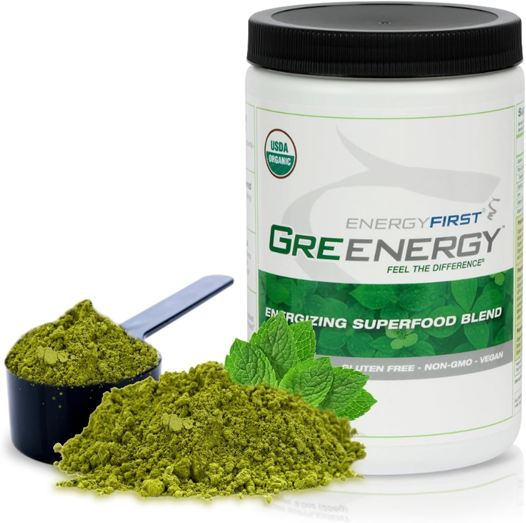 EnergyFirst Energize and Detoxify Greenergy Organic Superfood Powder - Vegaani, gluteeniton, sokeriton, ei-GMO - 30 Servings Daily Energy & Immuniteetti Boost!