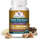 Cancer Sciences Skin Wellness Supplement, USDA Certified Organic Extract Mushrooms Supplement, Extra Strength 1,500 mg, High Potency 40% Beta-Glucans, Immune Support, Glowing Complexion, 120 kapslar