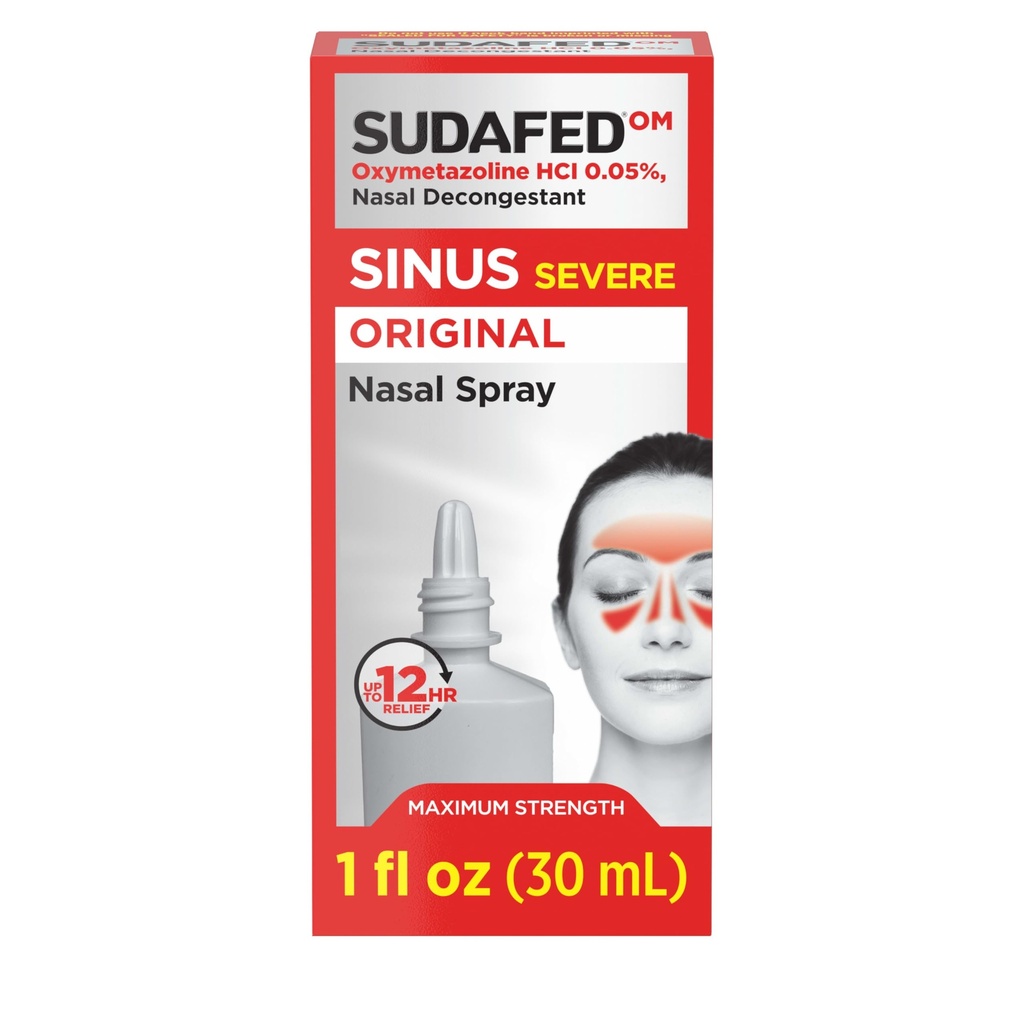 Sudafed Sinus Vaikea alkuperäinen Nasal Spray, 12 tuntia Nasal Spray Decongesstant nopea, voimakas ruuhkautumista helpottava vuoksi kylmät tai allergies, Oxymetatsoliini HCl.05% Nenäsumute, 1 fl. oz