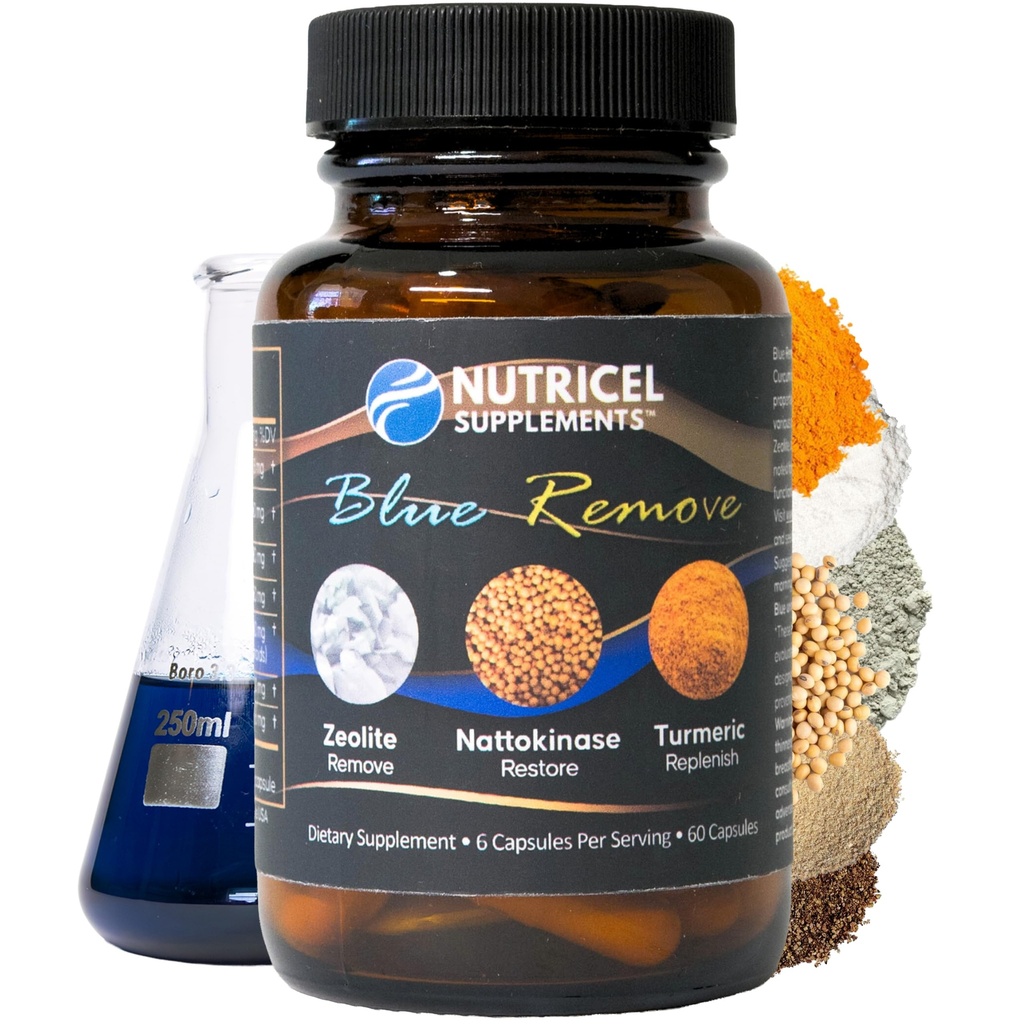 Nutricel Metyleeni Sininen kapselit micronized Zeolite, Nattokinaasi (ei-GMO), Turmeric, bromeliini ja NAC - Trusted Made in America Brand - 18 mg (USP Reference Compliant) Kolmannen osapuolen testattu (60ct)