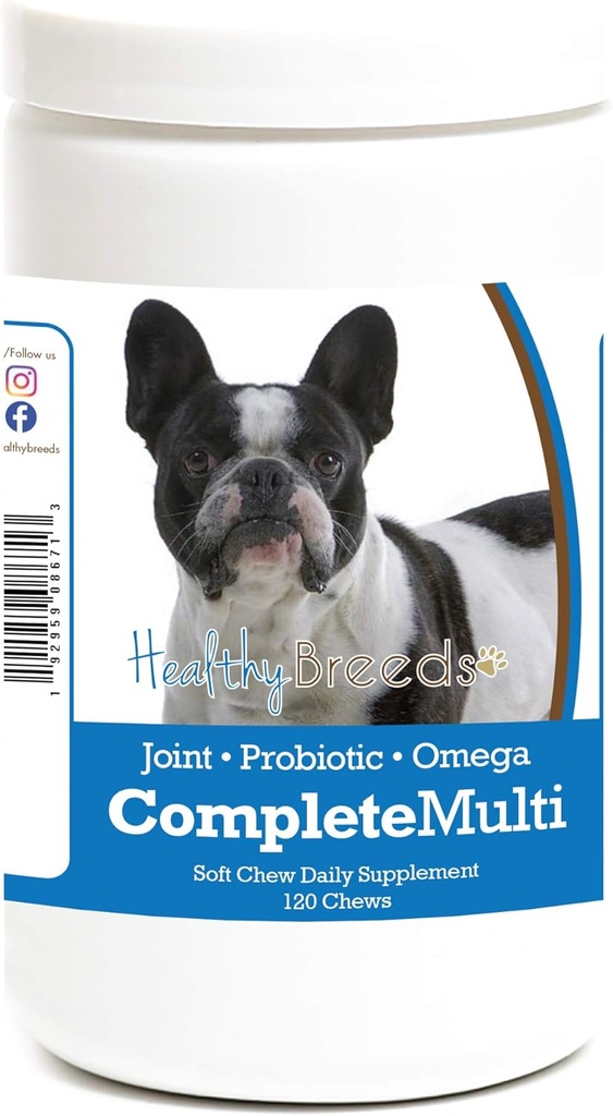 Terveet rodut Ranskan Bulldog Kaikki yksi monivitamiininen pehmeä purtava 120 Count