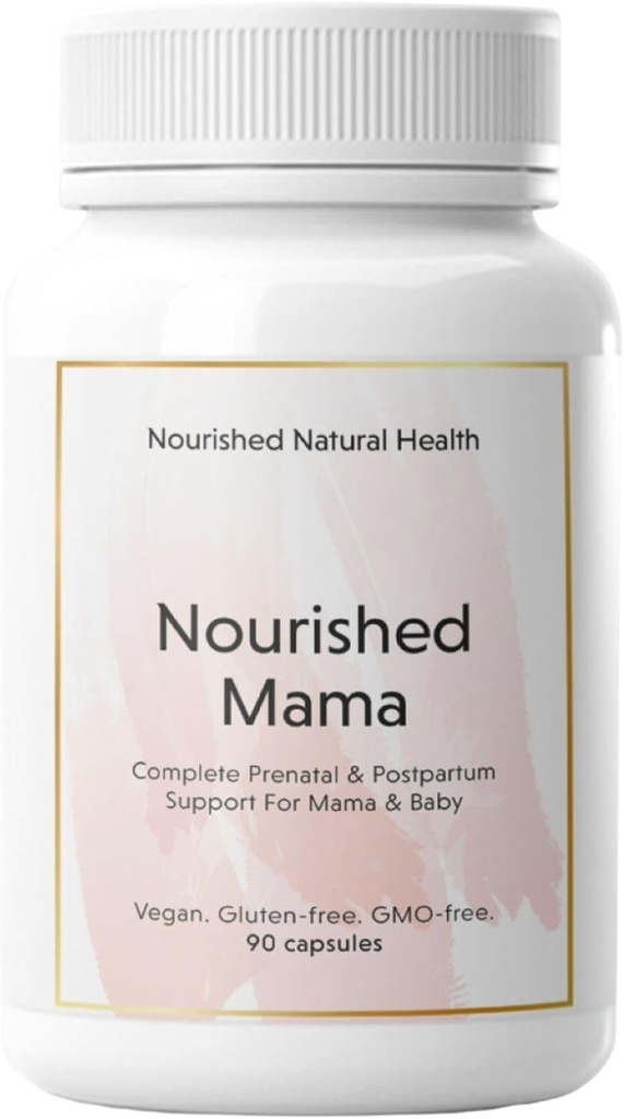 Nourished Mama Prenatal Multi Vitamin - Vegan Multivitamin för Preconception, Graviditet, Postpartum och Amningsstöd - Järnfri med Methylated Folate & High Dose Choline - 90 kapslar
