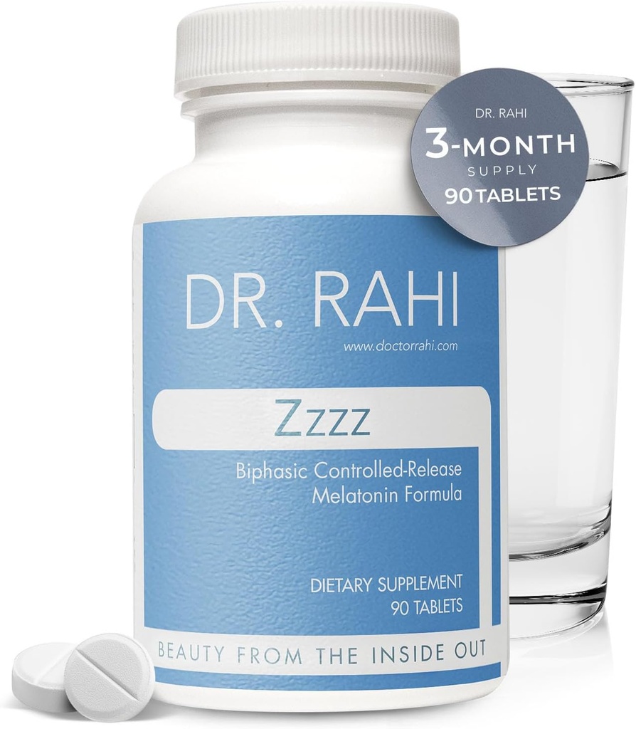 Dr. Rahi Melatoniini 5 mg kalsiumia ja B6 Sleep Support Supplement, Valmistettu Yhdysvalloissa, Melatoniini 5 mg tabletit syvään uneen, rauhoittava uni, rentouttava uni, luonnollinen uniapu aikuisille, Zzzz - Melatoniini