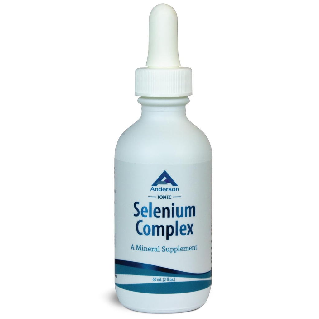 Anderson Ionic Selenium Complex, Liquid Selenium Supplement Drops, stöder Thyroid och Immune System, Antioxidant, Fights Free Radicals, Mineral Glass Bottle med Dropper, 40 Servings, 2 fl oz