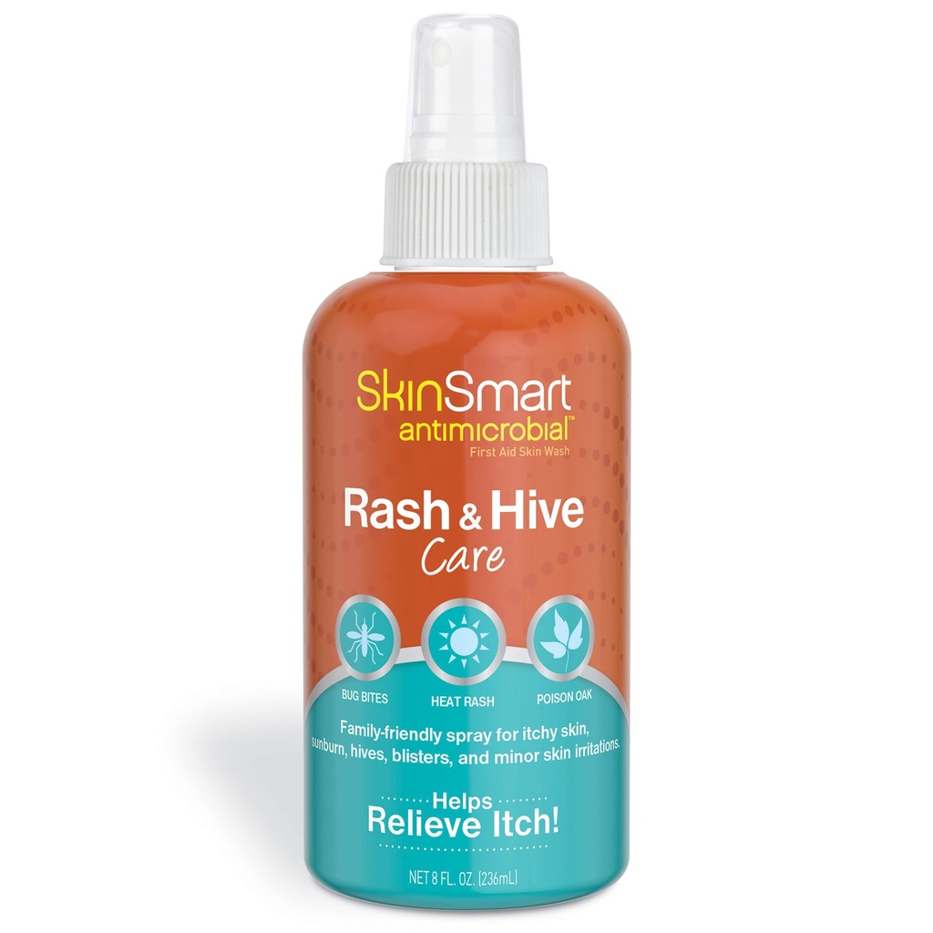 SkinSmart Antimicrobial Rash och Hive Care, First Aid Skin Wash, 8 oz Spray Bottle