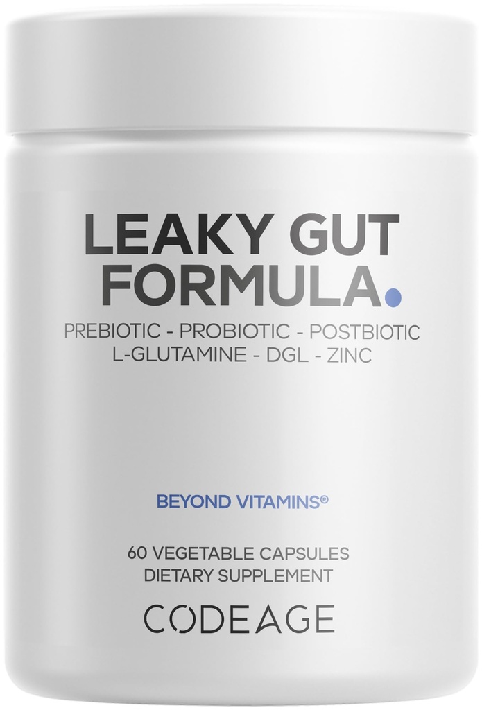 Koodaus Vuotava Gut Supplement, L-glutamiini, N-asetyyliglukosamiini, Probiootti, Butyrihappo, Polyfenolit, Quercetin, DGL, Marshmallow Root, berberiini, bioperiini, kaneli, Vegan, ei-GMO, 60 kapselia