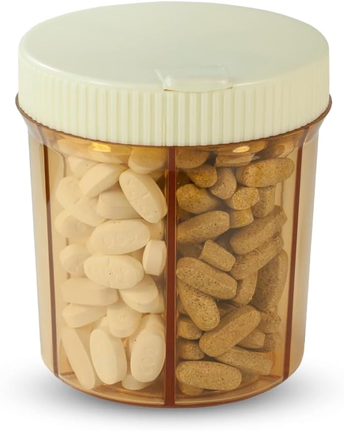 Vitanizer vitamiineja ja pillereitä Järjestäjä - 6 Komponentti tapauksessa Easy Turn Lid Jakelija - sopii kaikenkokoisia tabletteja ja täydentää - tukeva, turvallinen, UV suojaava muovi
