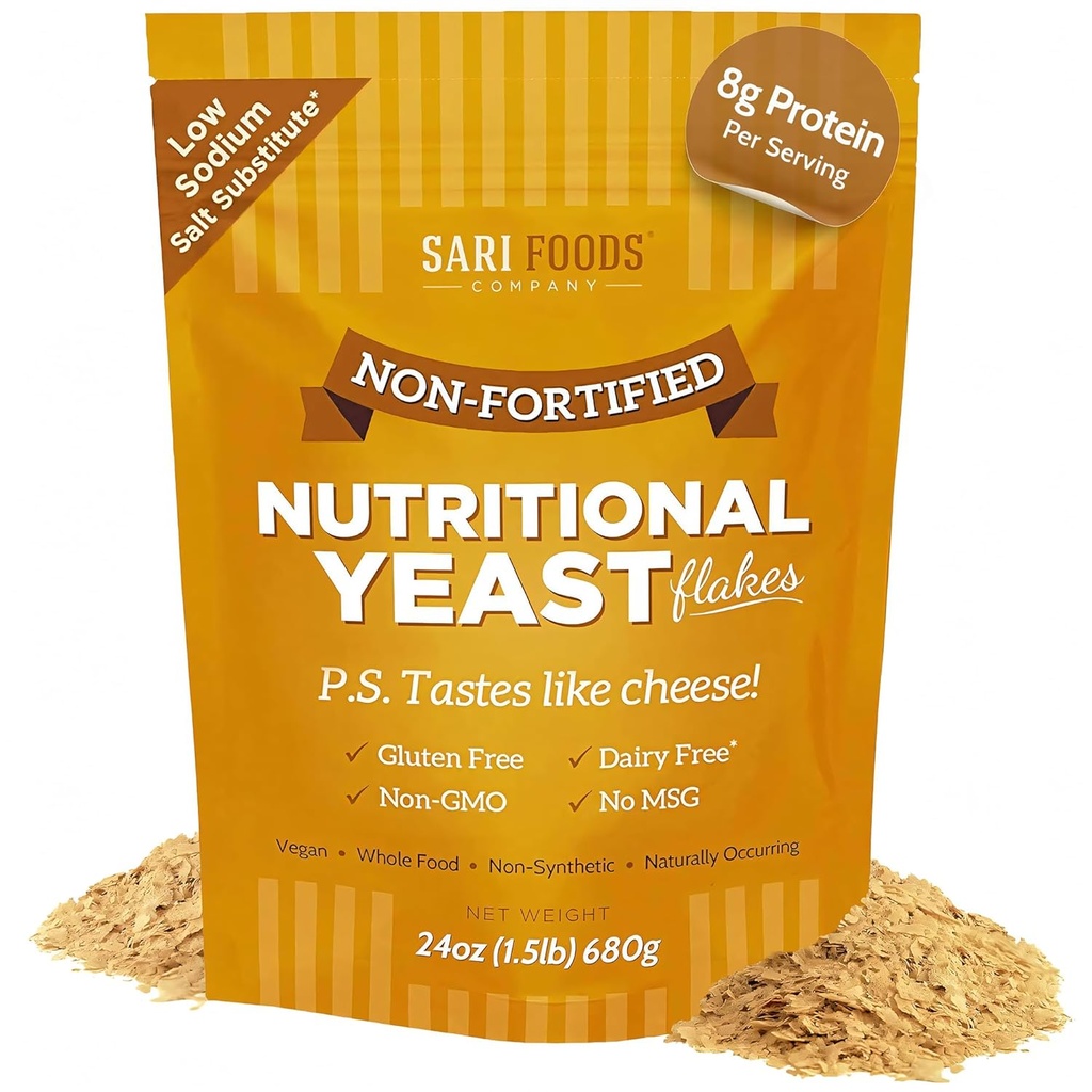 Non Fortified Nutritional Yeast Flakes, Whole Foods Based Protein Powder, Vegan, Gluten Free, Vitamins B, Beta-glucans och Alla 18 Aminosyror (24 oz.)