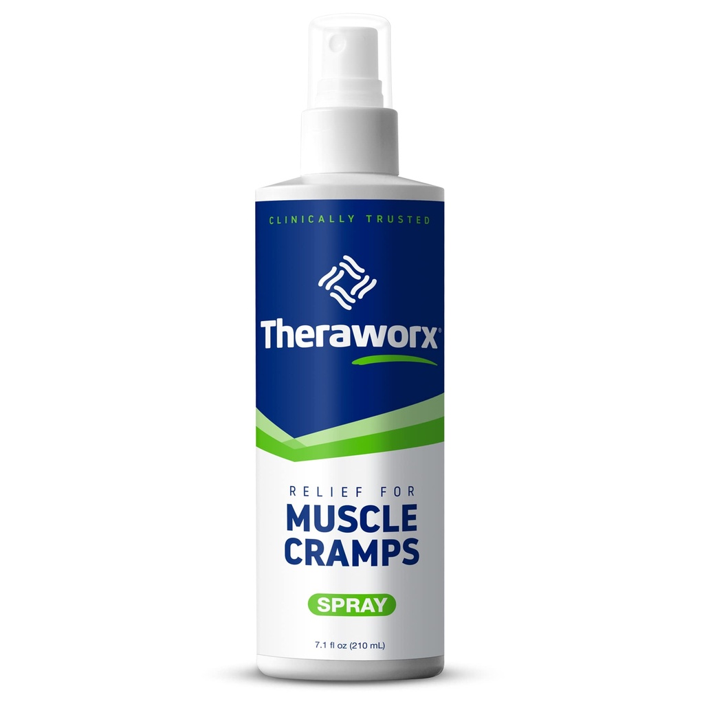 Theraworx Relief for Muscle Cramps Spray Fast-Acting Muscle Spasm, Leg Soreness med Magnesium Sulfate - 7,1 oz - 1 greve