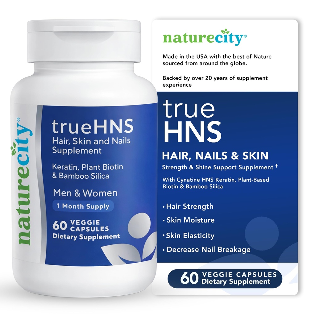 NatureCity True-HNS Hiusten kynnet ja ihon kynsien Kynatiini Keratiini ja kasvi perustuu Biotiini vitamiini täydentää ... Täysi ja vahvempi hiukset ja kynnet...
