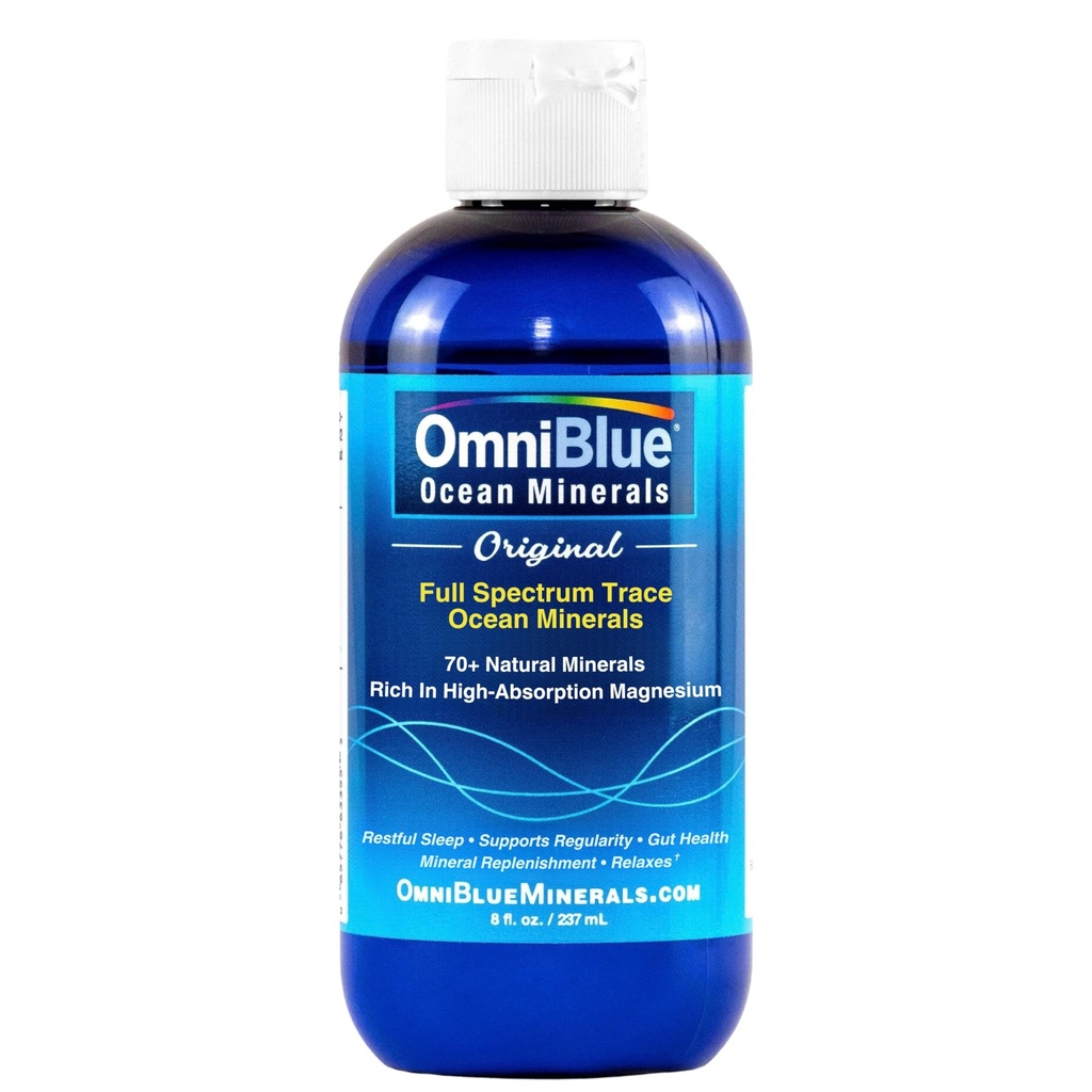 OmniBlue Ocean Minerals - 70+ Trace Minerals & Liquid Magnesium - Kalium, Kloridi alhainen natrium - Natural Support for Sleep, Digestion, Säännöllisyys, Hydraation & Electrolyte Balance (8 oz)