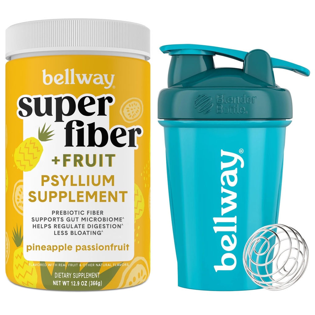 Bellway Super Fiber Powder + Hedelmät, Ananas Passion Fruit Shaker Pullo Bundle