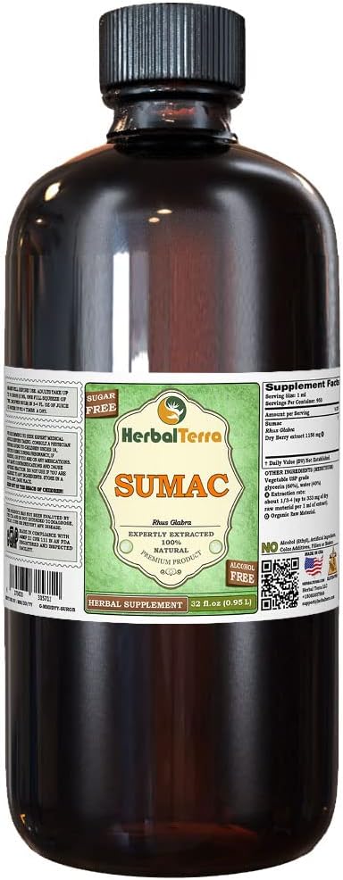 Suma (Pfaffia paniculata) Glycerite, Dried Roots Alcohol-Free Liquid Extract (Brand Name: HerbalTerra, Proudly Made in USA) 32 fl.oz (0,95 l)