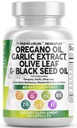 Clean Nutra Oregano Oil musta siemenöljy Valkosipuli Olive Leaf Extract - Oil of Oregano Kapselit Immuunituki Carvacrol & Thymokinone täydennysosa naisille ja miehet + Elderberry D3-vitamiini & sinkki