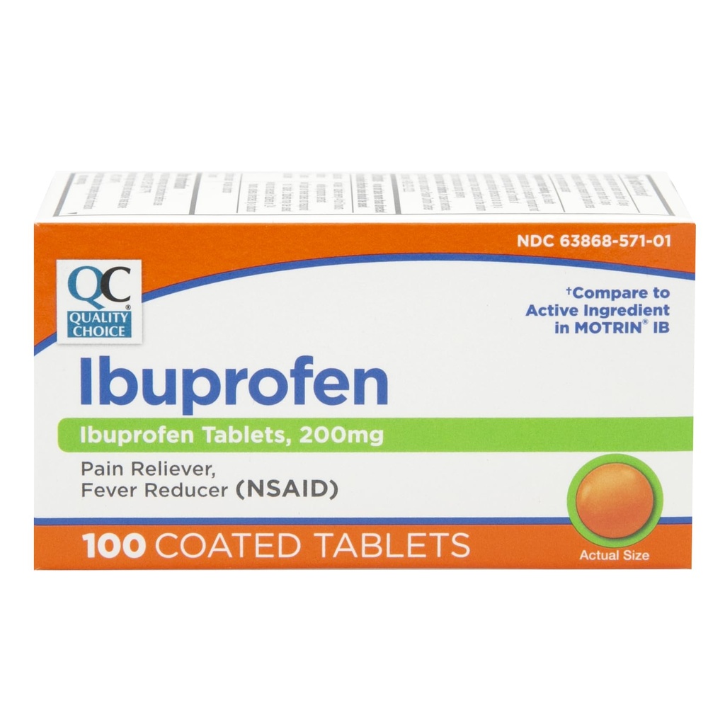 Quality Choice Ibuprofen Tabletit, 200 mg, Kivunliever ja kuumeen reduktori niveltulehdus, hammassärky, selkäkipu, päänsärky, kehon särkyä, ja enemmän 100 määrä päällystettyjä tabletteja