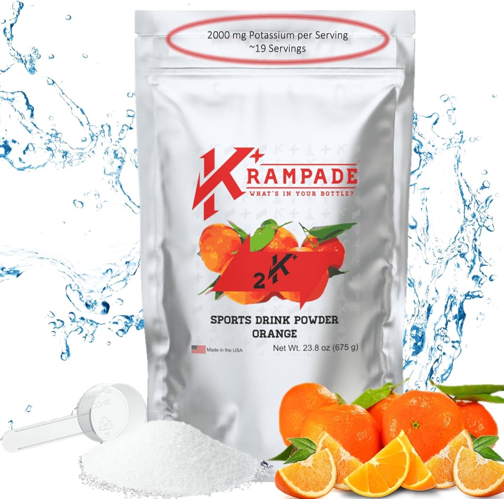Krampade Elektrolyytit Powder Kalium Supplement - 2000 mg K+, >2X Enemmän kuin Coconut Water - Kramp-apu ja ehkäisy