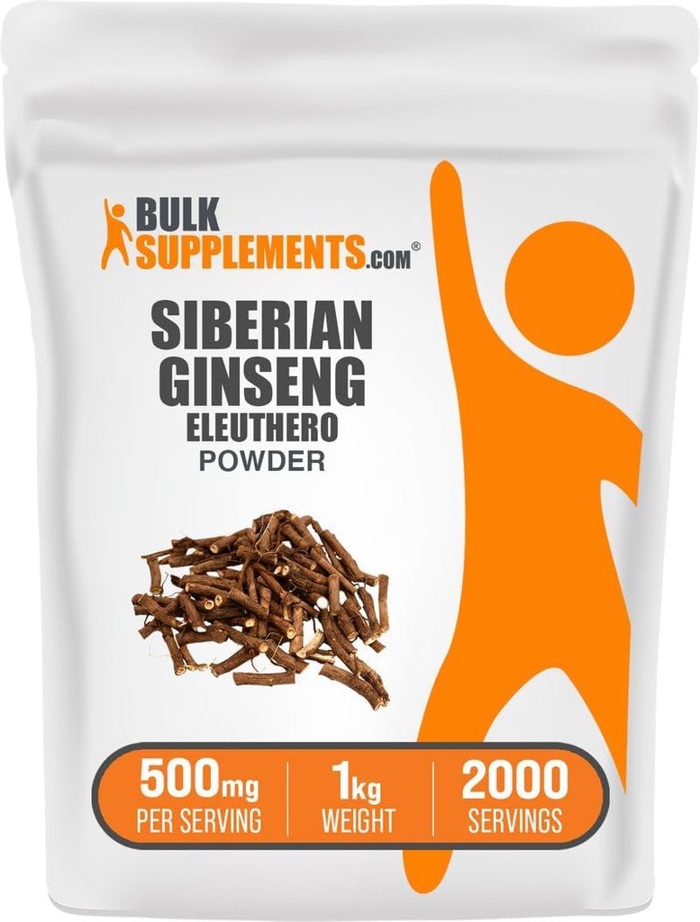 BulkSupplements.com Eleuthero Powder - Siperian Ginseng Powder, Eleutherococcus senticosus, Ginseng Herbal Supplement - Gluteeniton, 500 mg per Serving, 1kg (2,2 lbs) (pakkaus 1)