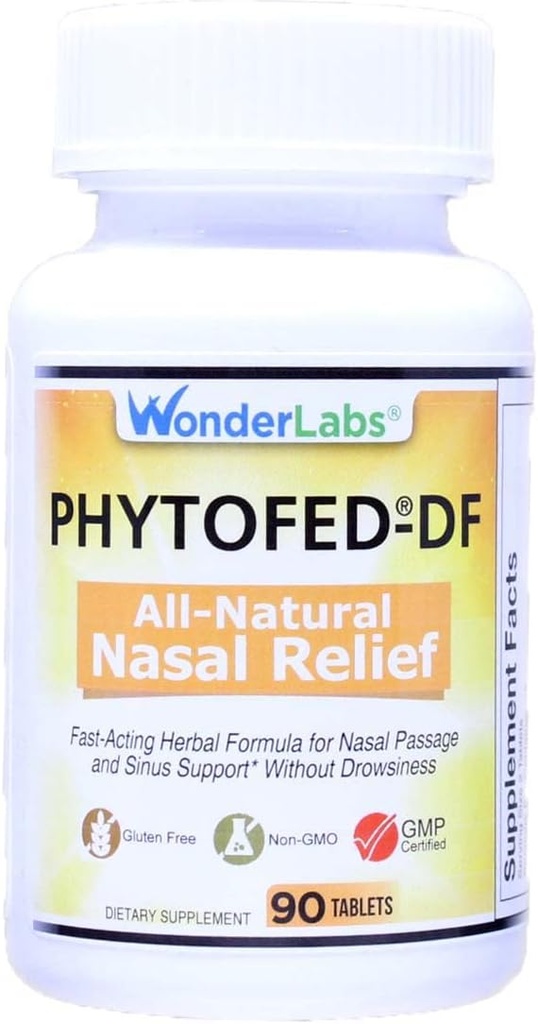 Wonder Laboratories Phytofed-DF Kaikki luonnolliset Nasal Relief ja Decongestant, 90 tablettia