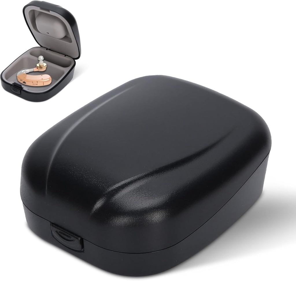 Kuulolaite tapauksessa Kova, taskukoko Vedenpitävä kuulolaite Matkalaukku säilytyslaatikko lapsille, aikuisille, Seniors(musta)