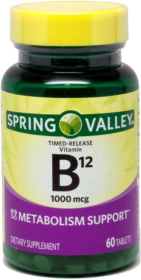 Spring Valley - B-12 1000 mikrog B-vitamiini, ajoitettu vapautuminen, 60 tablettia