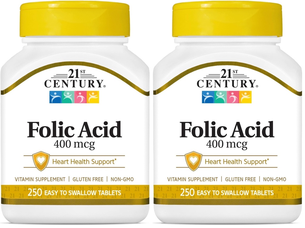 21st Century Folic Acid 400 mikrog tabletti, 250 luku (pakkaus 2)