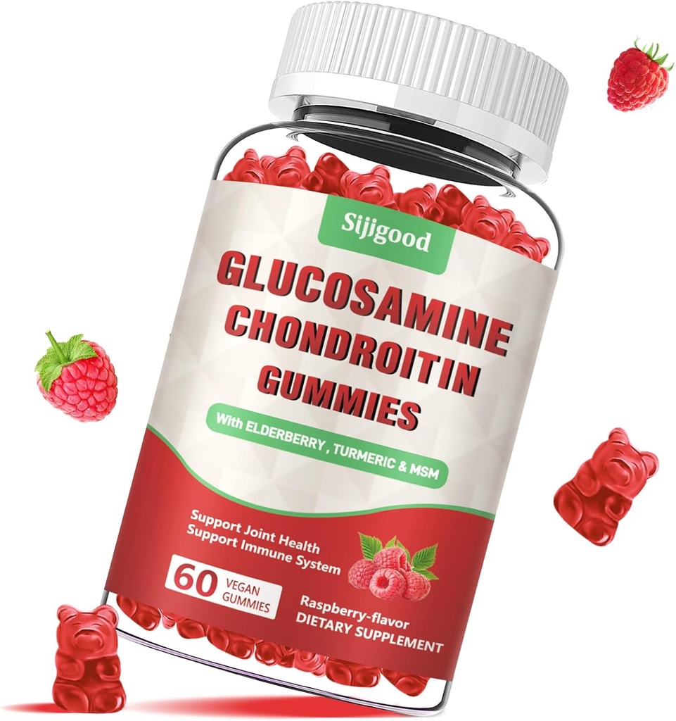 Parannettu glukosamiini Chondroitin Gummies MSM aikuisille - Extra-vahva yhteinen terveys & jousto, antioksidantti ja immuuni tuki täydentää, 60