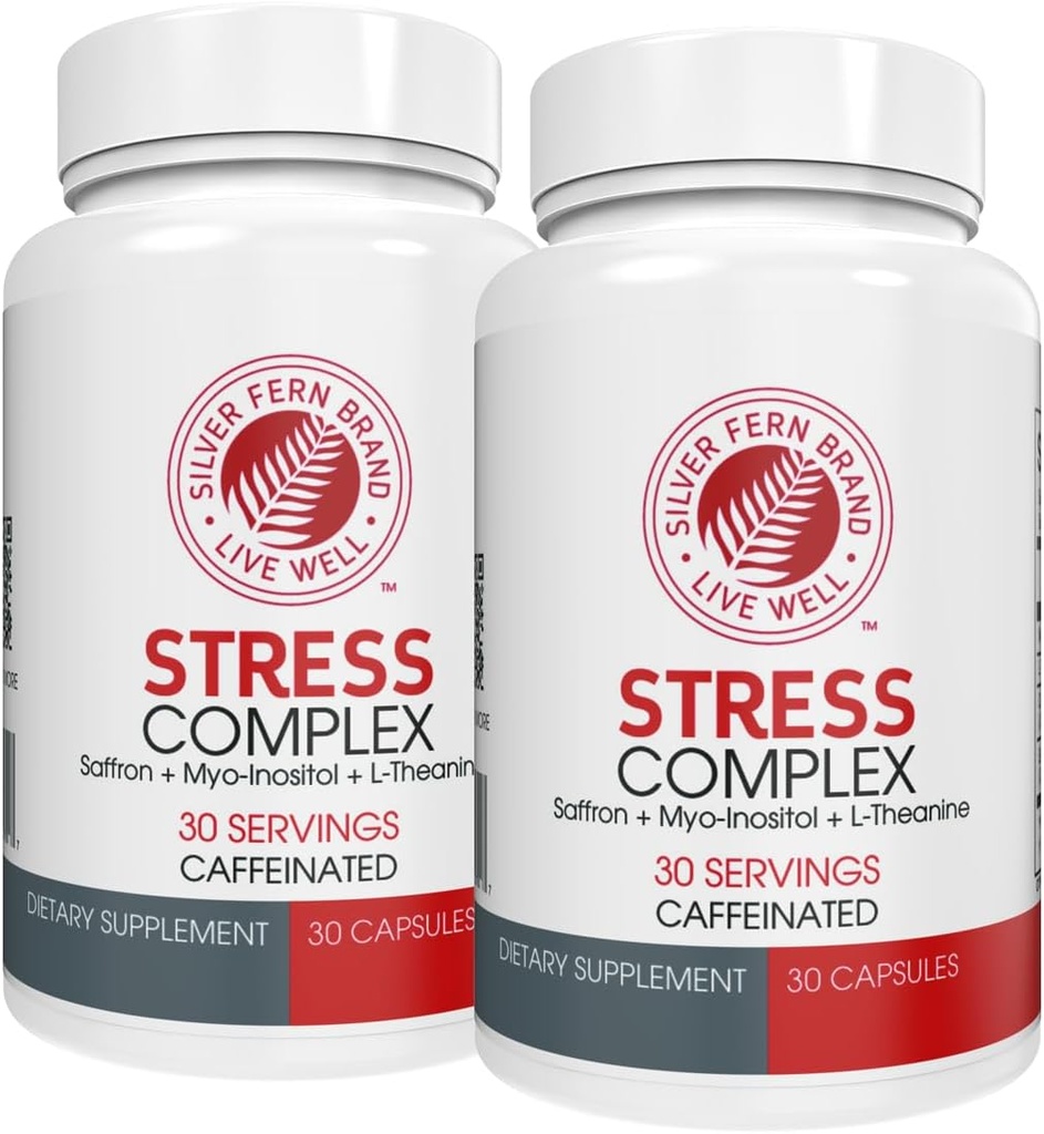 Hopea Fern Stressi Complex täydentää - kofeiini - nukkua, murehtia, mieliala ja enemmän - sahrami täydentää, L-theanine täydentää, ja Myo-inositoli - Natural Stressi Relief täydentää (Pack o 2)