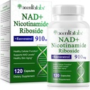 NAD Supplement, NAD Nikotinamidi Ribosidi Resveratrol 910mg, High Puhtaus NAD Supplement for Healthy Cellular Function, tukee NAD tasot Terve ihon ikääntyminen ruokavalio täydentää 120 kapselia