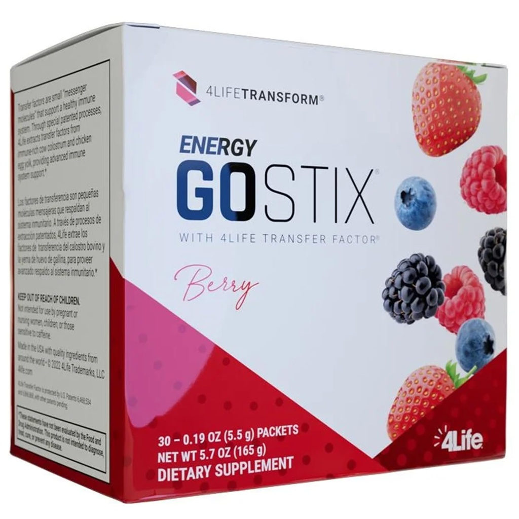 4Life Energy Go Stix, Terveellinen Energy Drink Mix, Kofeiini Guarana, Maca, Yerba Mate ja Green Tea Leaf Extract, Berry Flavor - 30 Packets