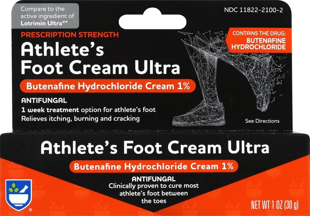 Rite Aid Prescription Strength Foot Care Butenafine Cream - 1 uns, Antifungal Cream, Jock Itch Behandling, Behandlar Athletes Foot Cream Extra Strength