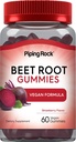 Piping Rock Beet Root Gummies | 60 greve | för män och kvinnor | Nitric Oxide Supplement | med Vitamin C och Black Pepper | Strawberry Flavor | Vegan, Non-GMO, Gluten Free