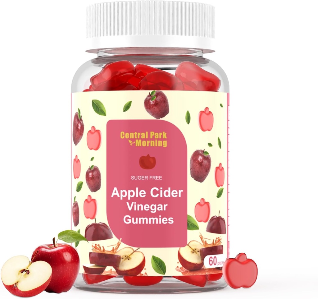 Apple Siideri Viinietikka Gummies 1000 mg, ACV-lisä Detox & Cleanse,Suger ilmaiseksi ja ei-GMO - 60 Gummies