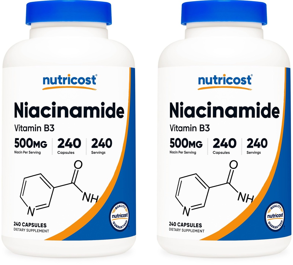 Nutricost Niacinamide (Vitamin B3) 500mg, 240 kapslar (2 flaskor)