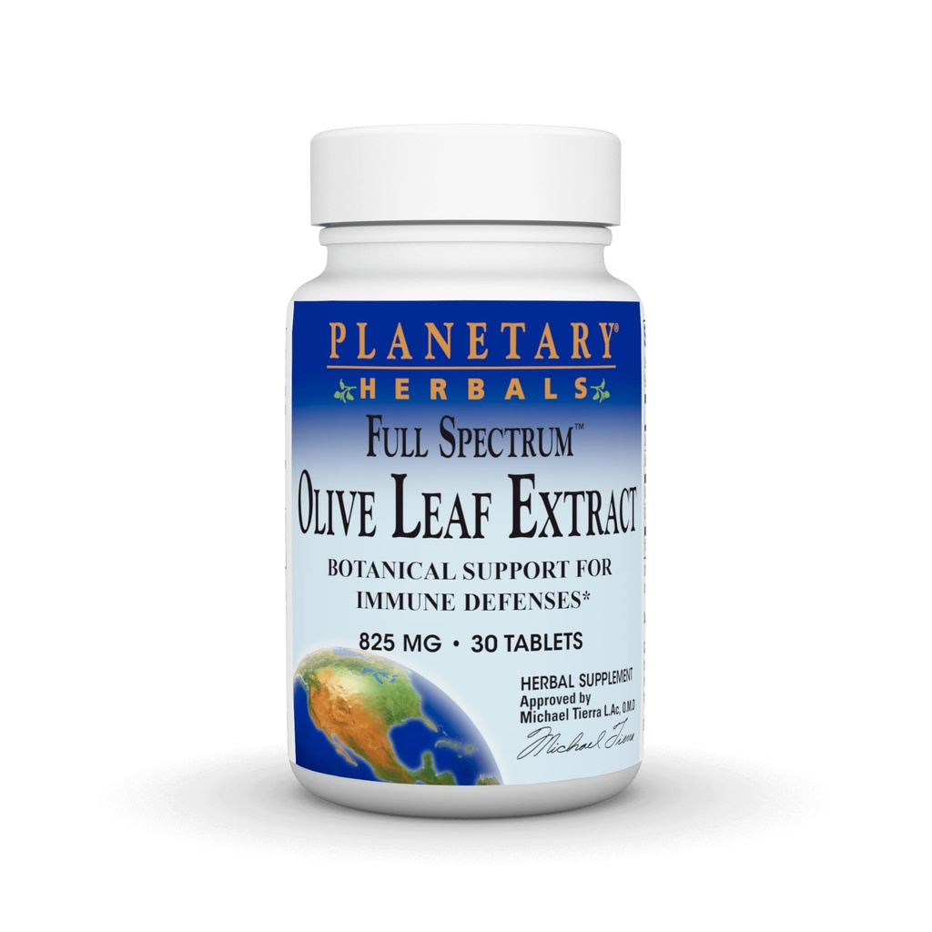 Planetära växtbaserade Full Spectrum Olive Leaf Extract tabletter, 30 greve