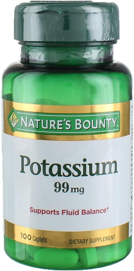 Naturens Bounty Potassium Gluconate 99mg, 100 Caplets (Pack of 4)