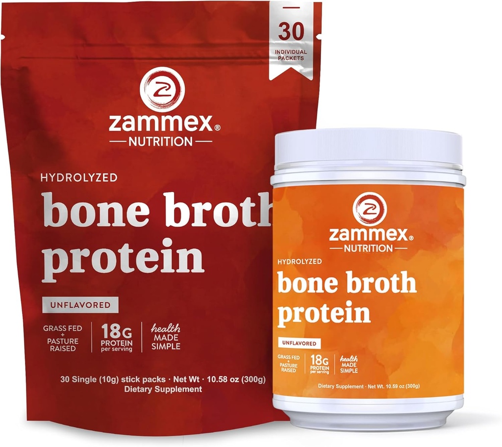 Zammex Bone Broth Packets + Broth Protein Powder 300g