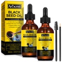2 Pack Black Seed Oil Organic Cold Pressed,100% Pure & Natural Liquid Black Seed Oil Cold Pressed Glass Bottle 60ML för hudbilar, näring och hydrates hår