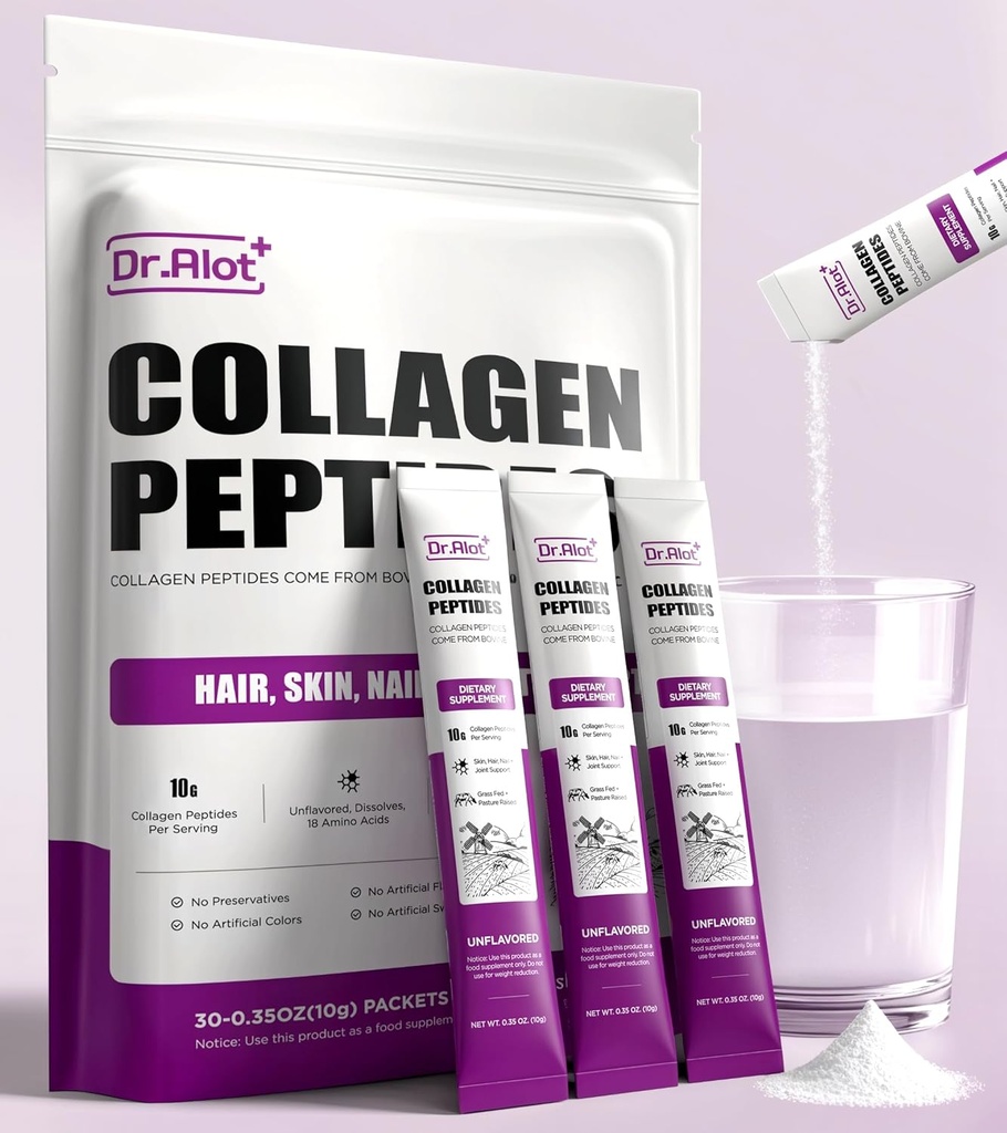 2X Boost Collagen Peptides Powder for Skin Hair Nail joints Terveys, Ultra korkea imeytyminen Kollageeni Powder hydrolysoitu tyyppi 1 & 3 + VC, makuamaton Collagen täydentää naisille ja miehille, 30 tarjoilua