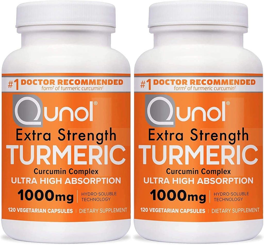 Qunol Turmeric Curcumin Capsules, 1000 mg Extra Strength Supplement, Patentoitu Hydro-Soluble Technology, Vaihtoehto Turmeeric Curcumin Black Pepper, 240 Kasvis Kapselit