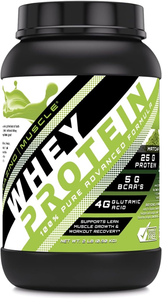 Amazing Muscle 100% Whey Protein Powder * Advanced Formula Whey Protein Isolate kuin ensisijainen ainesosa yhdessä Ultra suodatettu Whey Protein konsentraatti (Japan Matcha, 2 Lb)