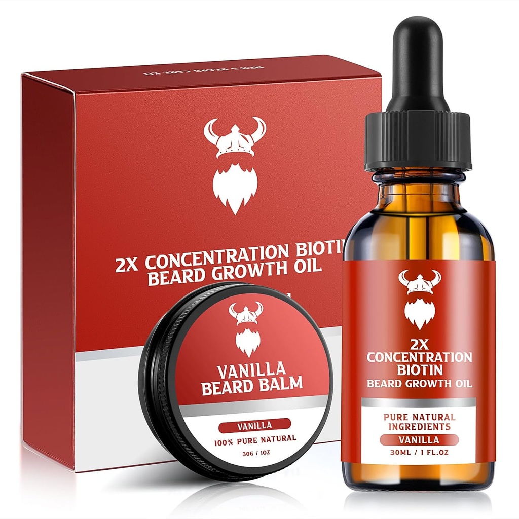 Parrankasvupaketti - 2X Keskittyminen Biotiini miehille, luonnolliset ainesosat Argan Oil, Jojoba öljy ja vitamiini (Vanilla)